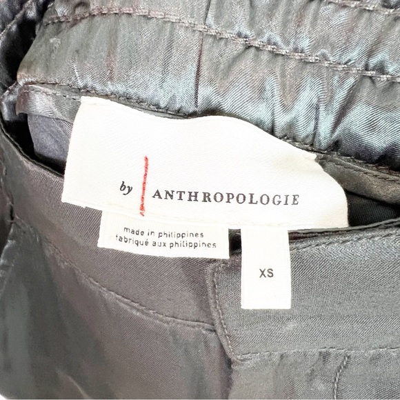 ANTHROPOLOGIE OLIVE GREEN SILKY SHIMMER CARGO POCKET JOGGER PANTS WOMENS SZ XS - Picture 4 of 6